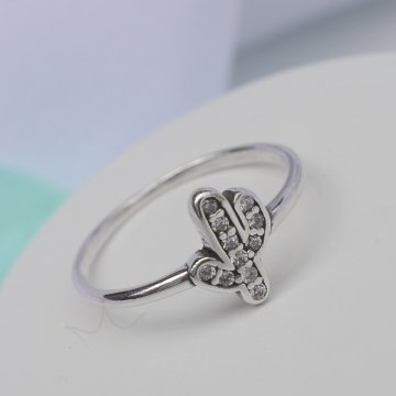 Anel Cacto Cravejado - Prata