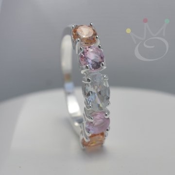 Anel Meia Aliança Princesa - Prata