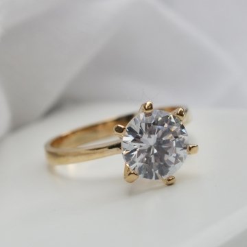 Anel Solitário Zircônia G - Semijoia