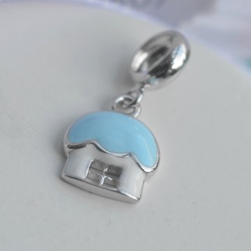 Berloque Cute Casinha Azul - Prata