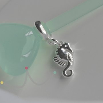 Berloque Cavalo Marinho Liso - Prata