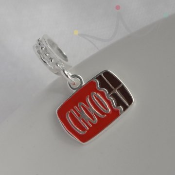 Berloque Chocolate Esmaltado - Prata