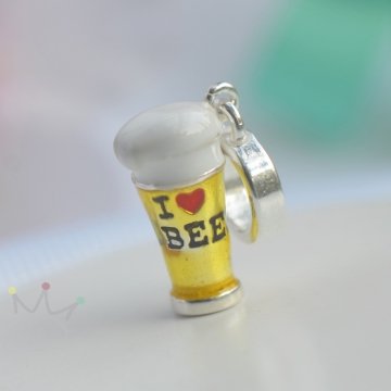 Berloque Copo  Chopp - I Love Beer - Prata