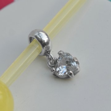 Berloque Corao Pedra Zirconia - Prata