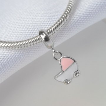 Berloque Cute Carrinho de Bebe - Prata