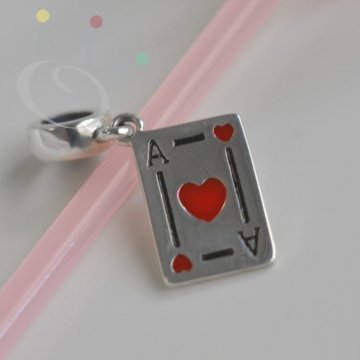Berloque Cute Cartas - Az de Copas - Prata