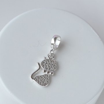 Berloque Gato Coleira e bolinhas- Prata