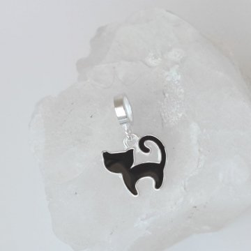Berloque Gato Preto - Prata