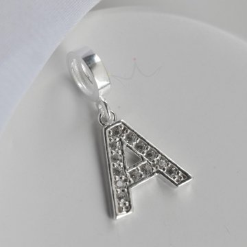 Berloque Letras Cravejadas - Prata