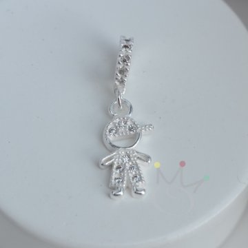 Berloque Menino Cravejado Brilho - Prata