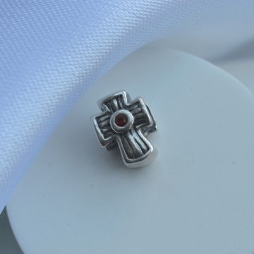 Berloque Separador Cruz Cravejada - Prata