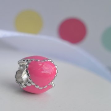 Berloque Separador Cute Corações Pink - Prata