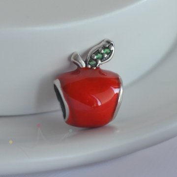 Berloque Separador Maçã Esmaltada - Prata