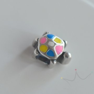 Berloque Separador Tartaruga Colorida - Prata