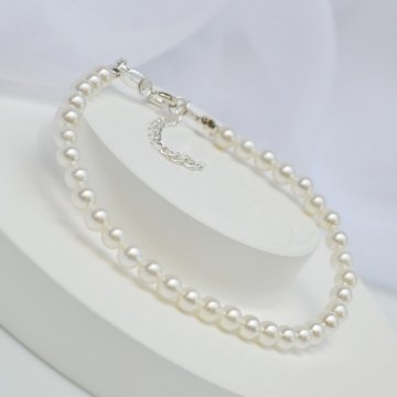 Bracelete Perolas 5mm - Prata