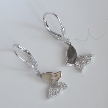 Brinco Argola Borboleta Cravejada - Prata