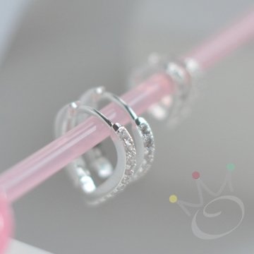 Brinco Argola Gota Zircnias M 15mm - Prata