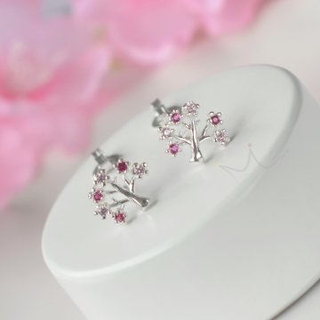 Brinco Árvore Sakura Fechada Cheia - Prata