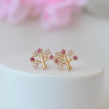 Brinco Árvore Sakura Fechada Cheia - Semijoia