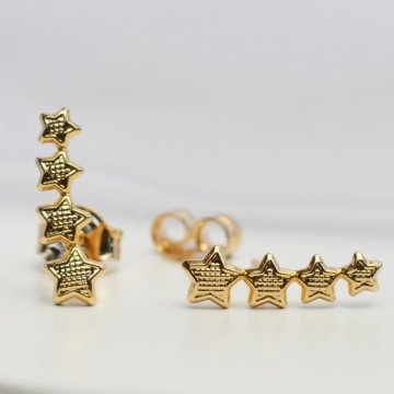 Brinco Earcuff Estrelinhas Texturas - Semijoia