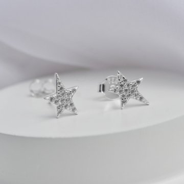 Brinco Estrela Cravejada - Prata