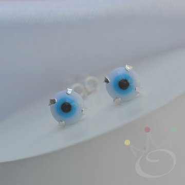 Brinco Olho Grego Glass Branco - Prata