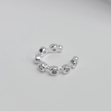 Brinco Piercing Fake Bolinhas Cravejadas (Tamanhos) - Prata