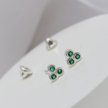 Brinco Tarracha Baby Bolinhas (Cores)- Prata