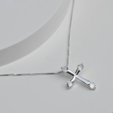 Colar Cruz Pontos de Luz - Prata