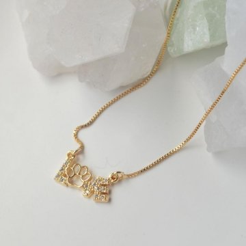 Colar LOVE com Patinha - Semijoia