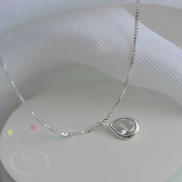 Colar Ponto de Luz Gota - Prata