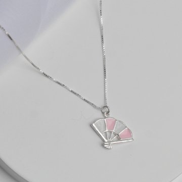 Colar Sakura Leque Esmaltado - Prata