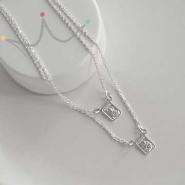 Escapulário Grumet Sagrado Coração e NSa do Carmo PP - Prata