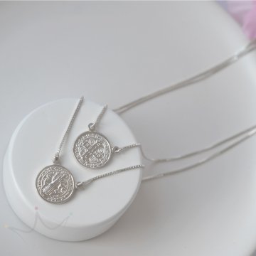 Escapulário São Bento 70cm - Prata