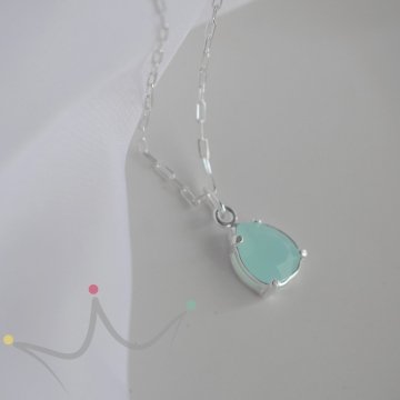 Colar Gota Verde - Prata