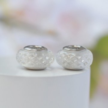 Berloque Separador Murano Cristal Facetado - Prata