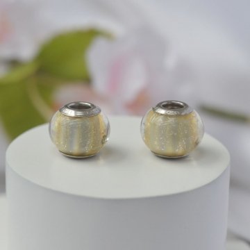 Berloque Separador Murano Glitter (Cores)- Prata