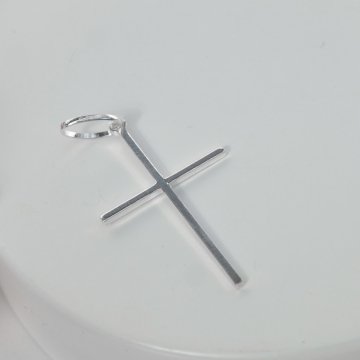 Pingente Cruz Lisa 2cm - Prata