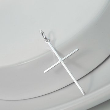 Pingente Cruz Lisa 3cm - Prata