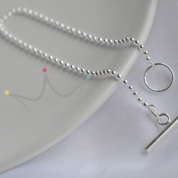 Pulseira Bolinhas Fecho Barra - Prata