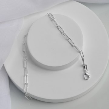 Pulseira Elos Alongados 18,5cm - Prata