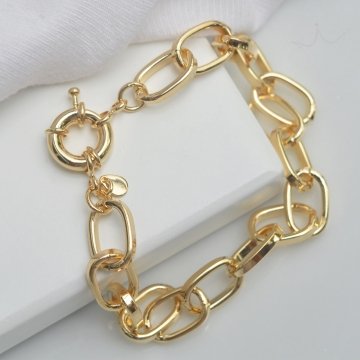 Pulseira Elos Ovais Fecho Boia - Semijoia