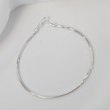 Pulseira Rabo de Rato Diamantada - Prata