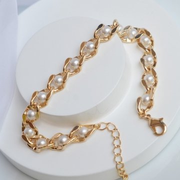 Pulseira White Sakura Perolas - Semijoia