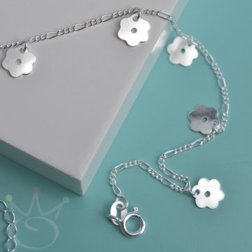 Tornozeleira Flores Sakura - Prata