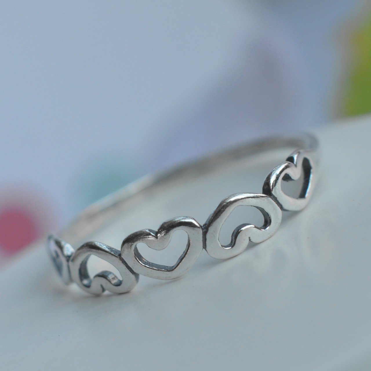 Anel Metade Corações Vazados - Prata Anel Metade Corações Vazados - Prata