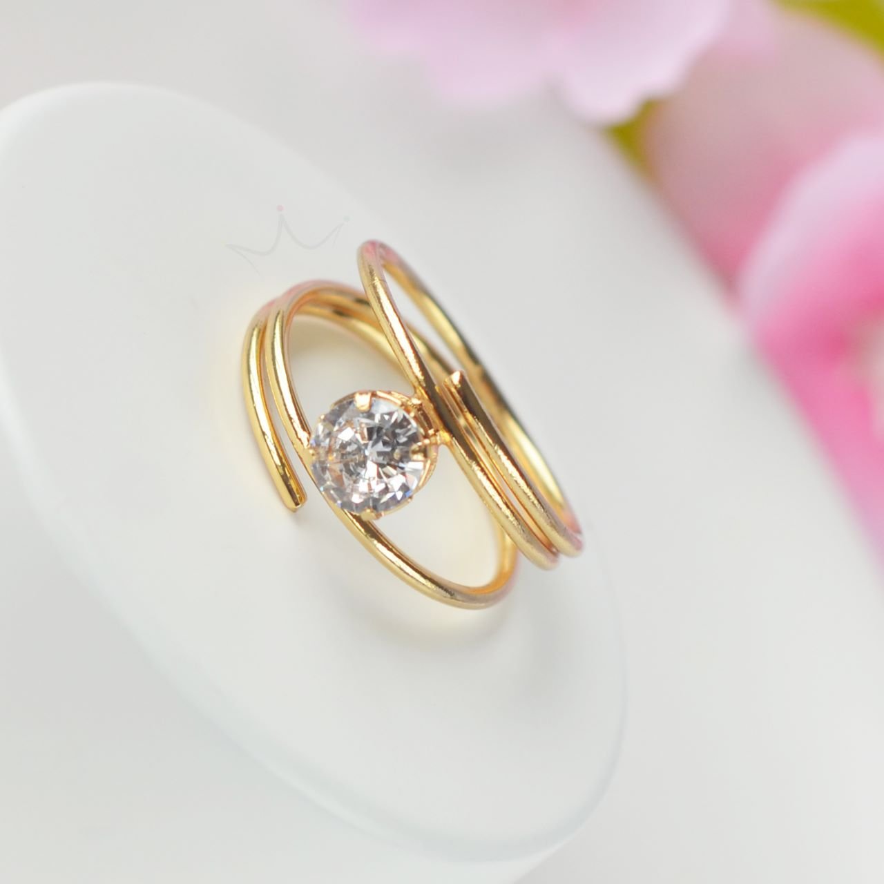 Anel Solitário Espiral - Semijoia Anel Solitário Espiral - Semijoia