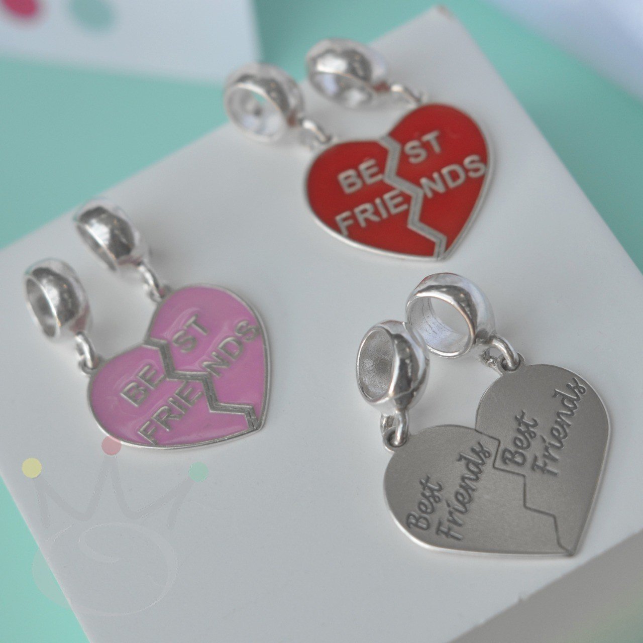 Berloque Best Friends 2 em 1 Esmaltado (Cores) - Prata