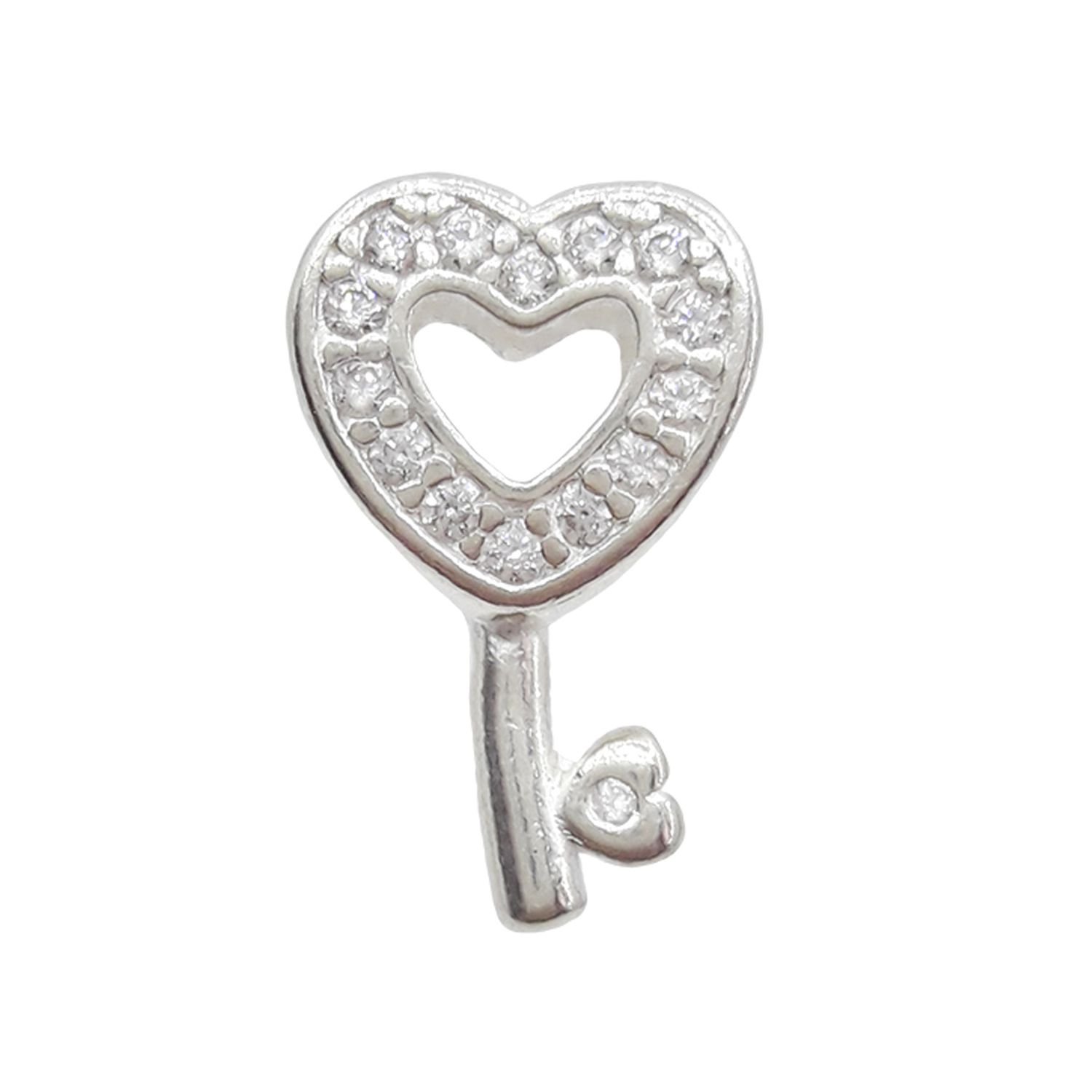 Berloque Chave Rosa - Prata Berloque Chave Rosa - Prata