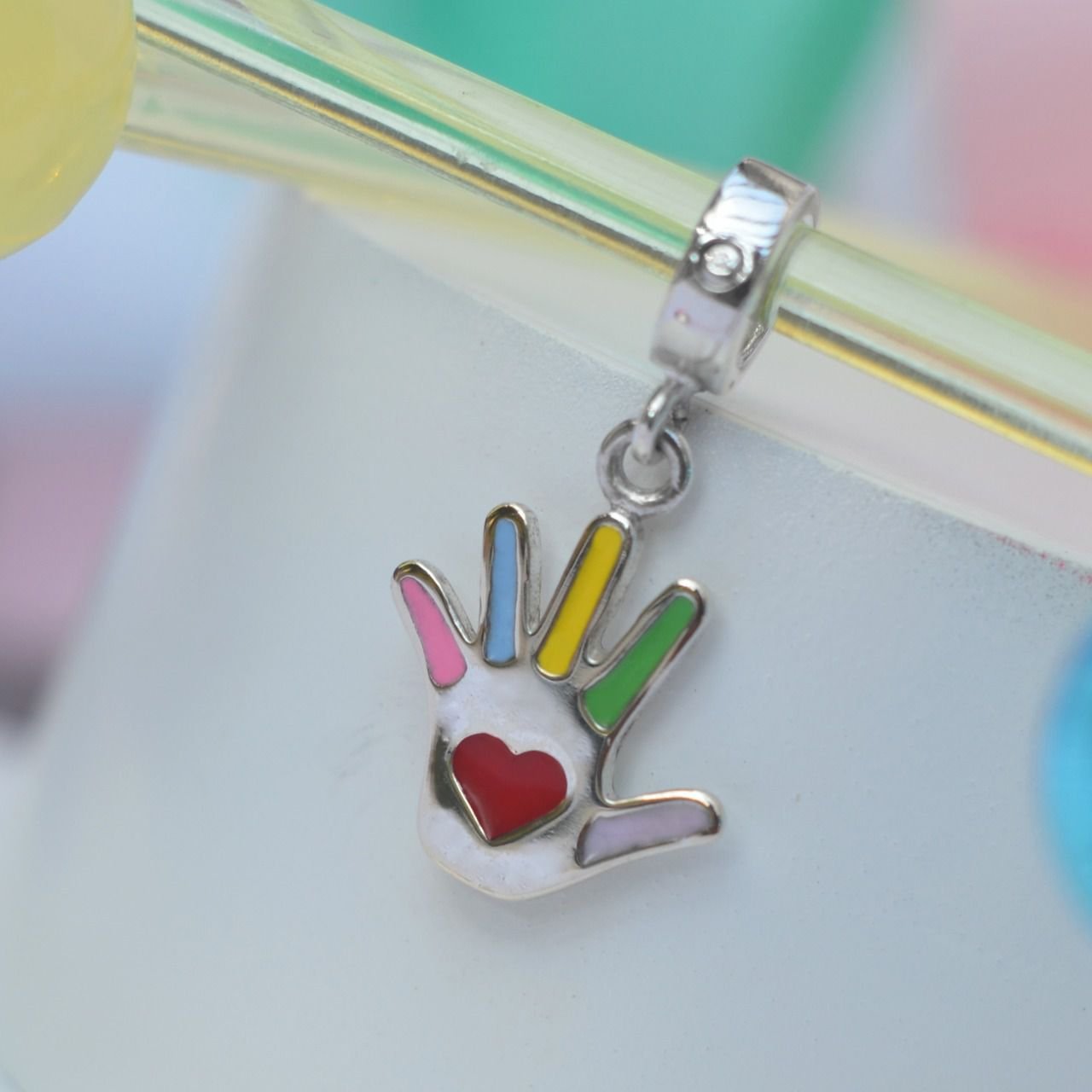 Berloque Mo Colorida Autismo - Prata